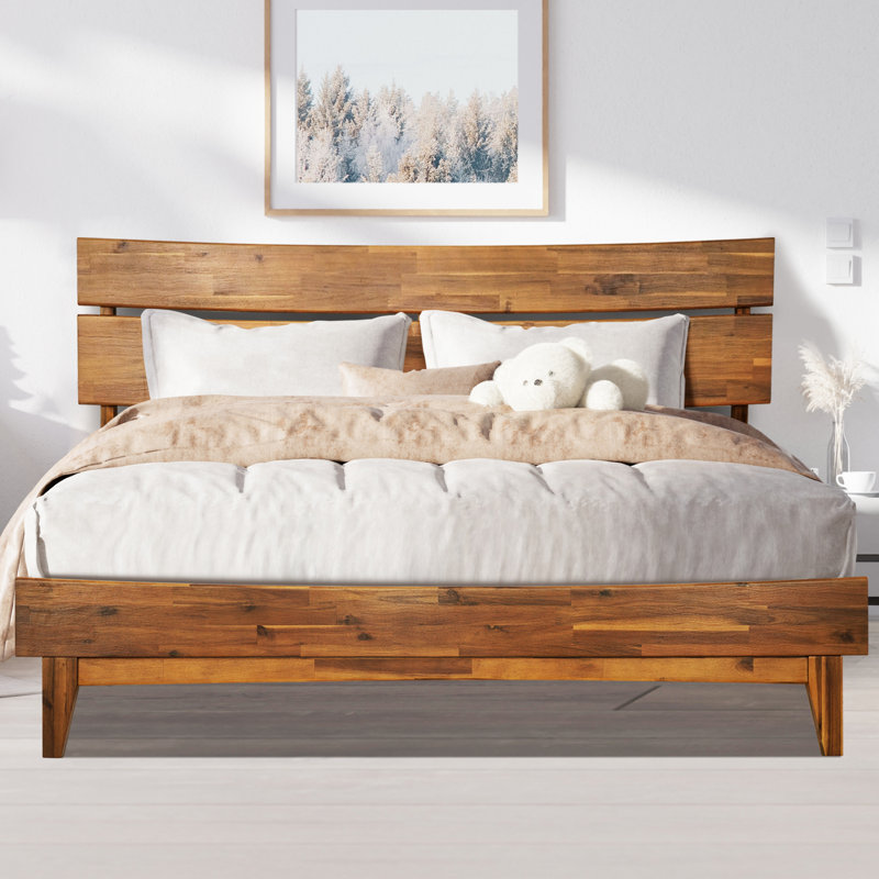 Acacia Aurora Solid Wood Bed Frame with Headboard & Reviews Wayfair